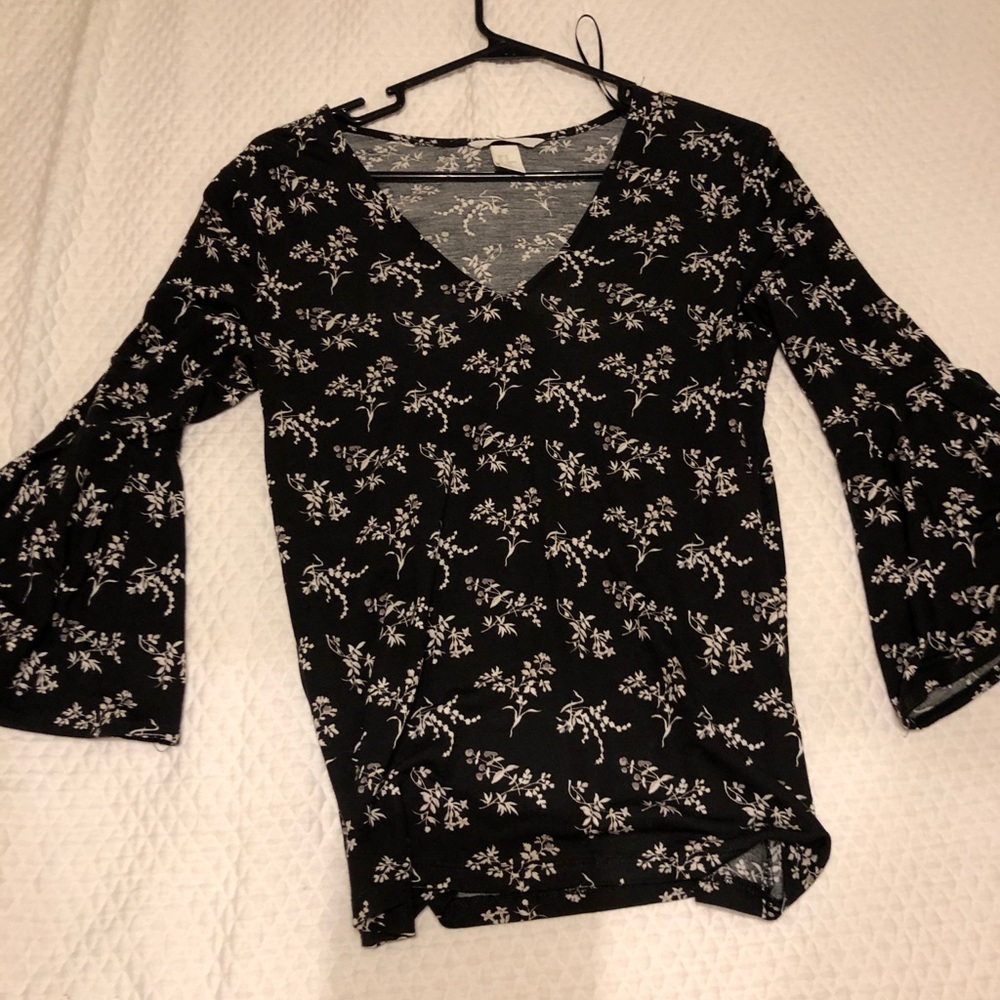 H&M Black Floral Top